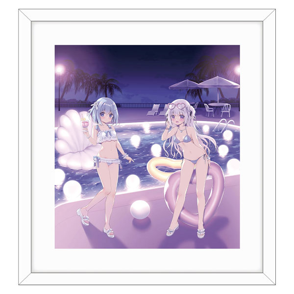 宮坂みゆ先生 描き下ろし複製原画(椎乃＆白凪/ナイトプール)[カーテン魂]《発売済・在庫品》