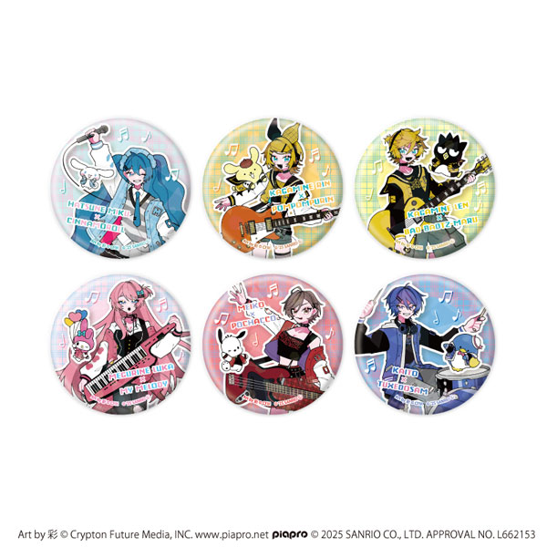 ホログラム缶バッジ(57mm)「ピアプロキャラクターズ×サンリオキャラクターズ」01/コラボイラスト 6個入りBOX
