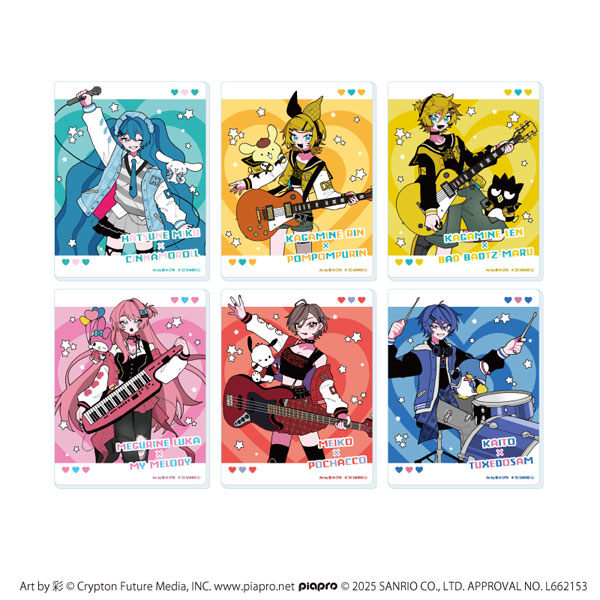 アクリルカード「ピアプロキャラクターズ×サンリオキャラクターズ」01/コラボイラスト 6個入りBOX
