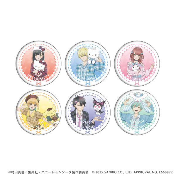 ホログラム缶バッジ(57mm)「TVアニメ『ハニーレモンソーダ』×サンリオキャラクターズ」01/等身イラスト 6個入りBOX[A3]《１１月予約》