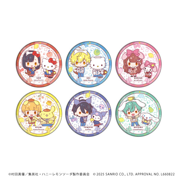 缶バッジ「TVアニメ『ハニーレモンソーダ』×サンリオキャラクターズ」01/ミニキャライラスト 6個入りBOX[A3]《１１月予約》