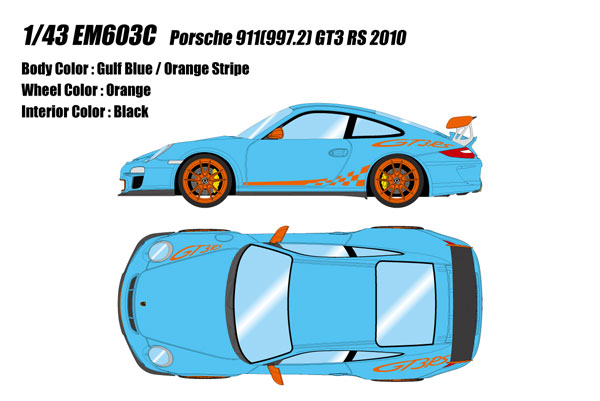 1/43 ポルシェ 911(997.2) GT3 RS 2010 ガルフブルー / オレンジストライプ[メイクアップ]【送料無料】《０３月予約》