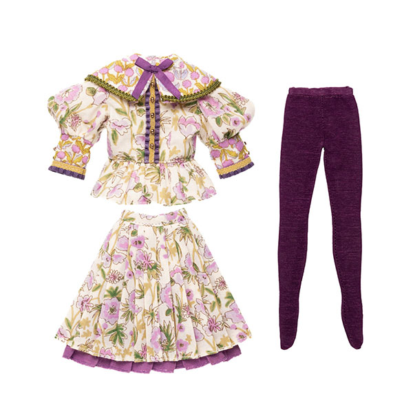 BonBons 花柄MIXブラウス＆スカートセット ベージュ×パープル (ドール