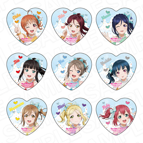 ラブライブ！サンシャイン！！ ハート型カンバッジ Cafe party ver. 9個入りセット