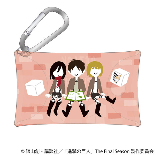 進撃の巨人 カラビナ付きクリアポーチ ゆるパレット エレン＆ミカサ＆アルミン[ムービック]《発売済・在庫品》