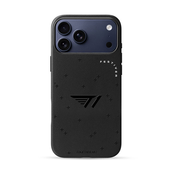 T1 ブラックロゴ MagSafe レザースマホケース iPhone14 Pro Max