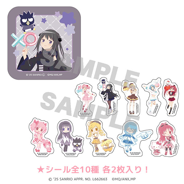 サンリオキャラクターズ×魔法少女まどか☆マギカ 缶入りフレークシール 暁美ほむら×バッドばつ丸 等身＆ミニキャラver.[Up Fields]《０２月予約》