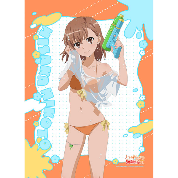 [とある科学の超電磁砲T]描き下ろしB2タペストリー(御坂美琴/水遊び)Wスエード[カーテン魂]《０２月予約》