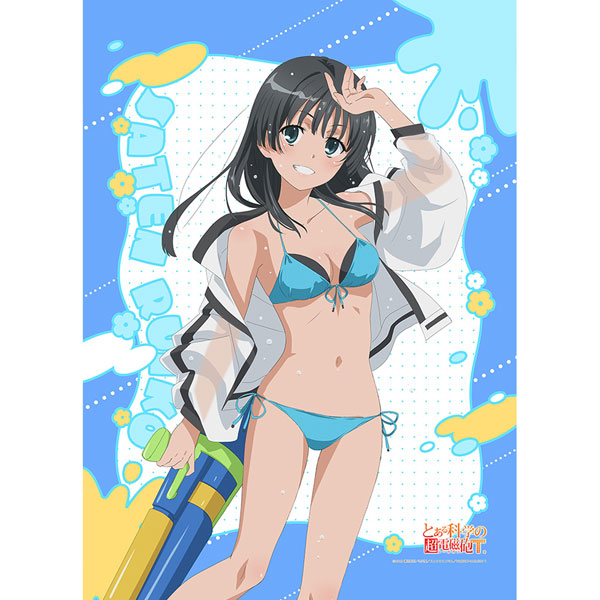 [とある科学の超電磁砲T]描き下ろしB2タペストリー(佐天涙子/水遊び)Wスエード[カーテン魂]《０２月予約》