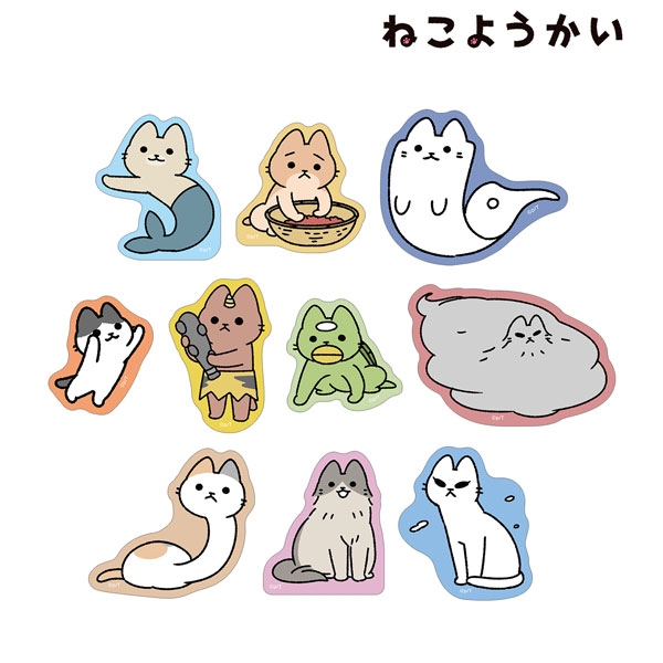 ねこようかい トレーディングダイカットステッカー 10個入りBOX