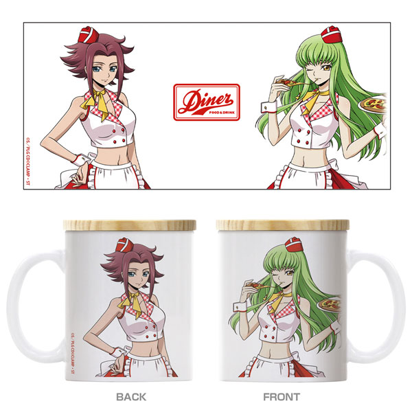 コードギアス 反逆のルルーシュ 描き下ろし C.C.＆カレン フタ付きフルカラーマグカップ アメリカンダイナーVer.[コスパ]《発売済・在庫品》