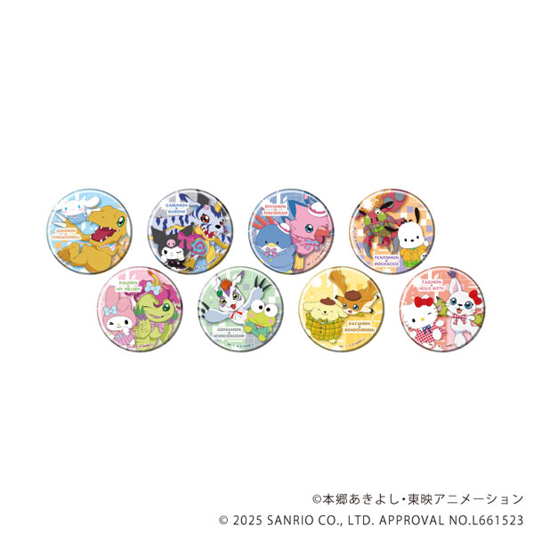 缶バッジ「デジモンアドベンチャー×サンリオキャラクターズ」02/BOX2 コラボイラスト 8個入りBOX