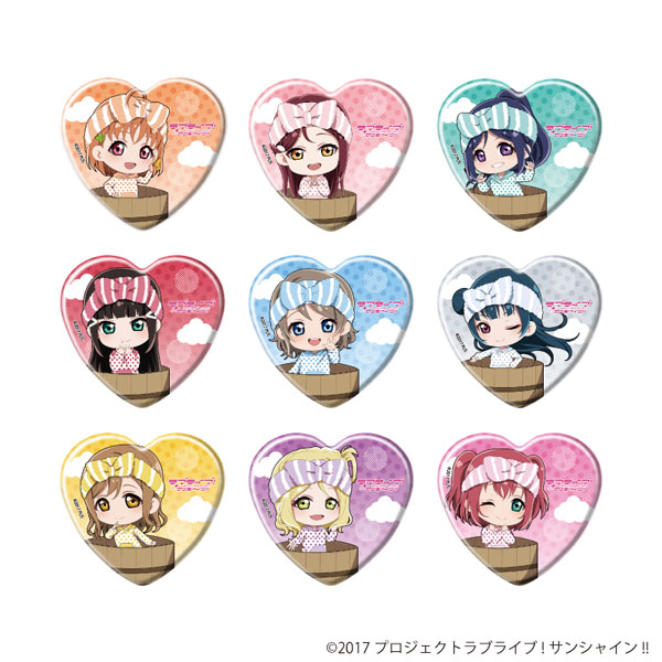 ハート型缶バッジ「ラブライブ！サンシャイン！！」03/銭湯ver. ミニキャライラスト 9個入りBOX
