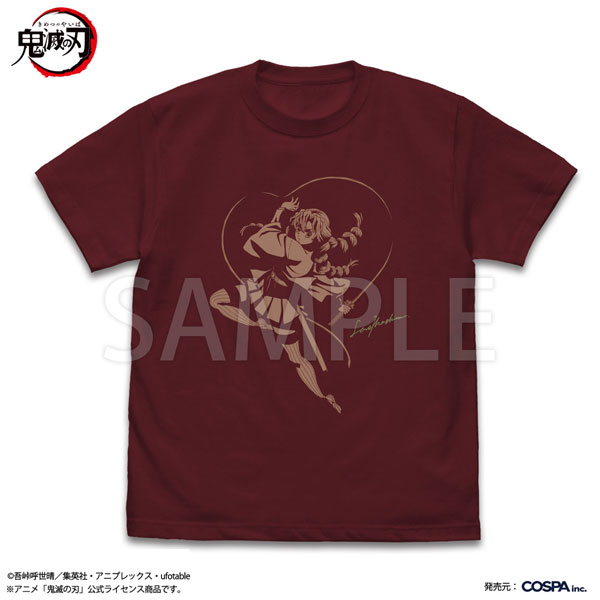 アニメ「鬼滅の刃」 甘露寺蜜璃 恋の呼吸 Tシャツ/BURGUNDY-L（再販）[コスパ]《０７月予約》