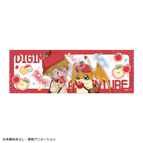 デジモンアドベンチャー ロングスクエア缶バッジ 高石タケル＆パタモン フルーツパーティー[カミオジャパン]《発売済・在庫品》