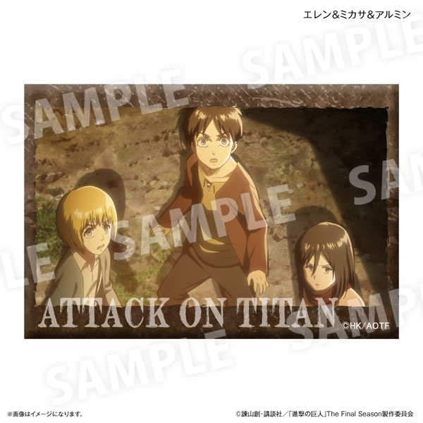 進撃の巨人 ミニアートスタンド エレン＆ミカサ＆アルミン[カルチュア