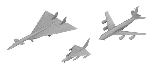 1/700 アメリカ空軍機セット7(XB-70試作戦略爆撃機、B-58戦略爆撃機、KC-135R空中給油機) プラモデル[ピットロード]《在庫切れ》