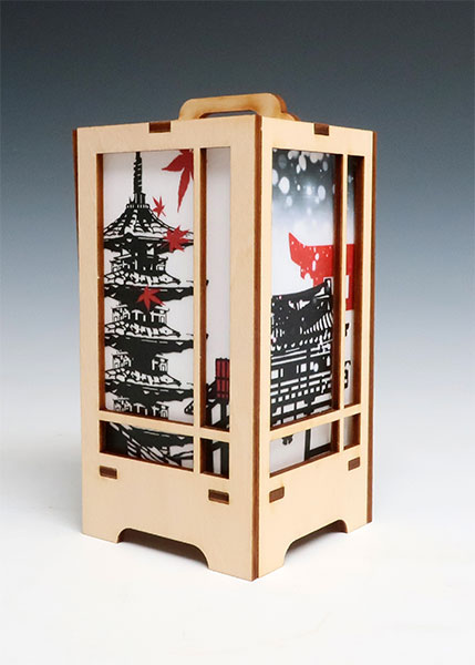 木製クラフト 木楽 行燈(きらく あんどん)京都四季風景・白木[京都模型]《０１月予約》