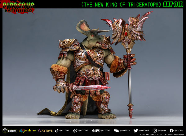 AXYTOYS ダイナソー・バトルフィールド古参兵　③ ダイナソー・バトルフィールドシリーズ トリケラトプス AXY-018(新国王