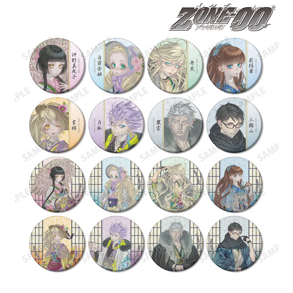 ZONE-00 九条キヨ先生 描き下ろし 和装ver. トレーディング和紙缶バッジ 16個入りBOX