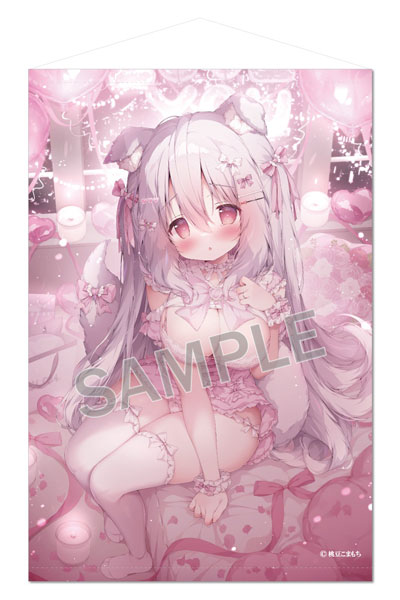 桃豆こまもち B2タペストリー Happy Celebrationらいらちゃん