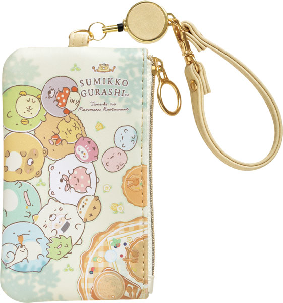 PB72901 すみっコぐらし たぬきのまんまるレストラン リール付パスケース[サンエックス]《発売済・在庫品》