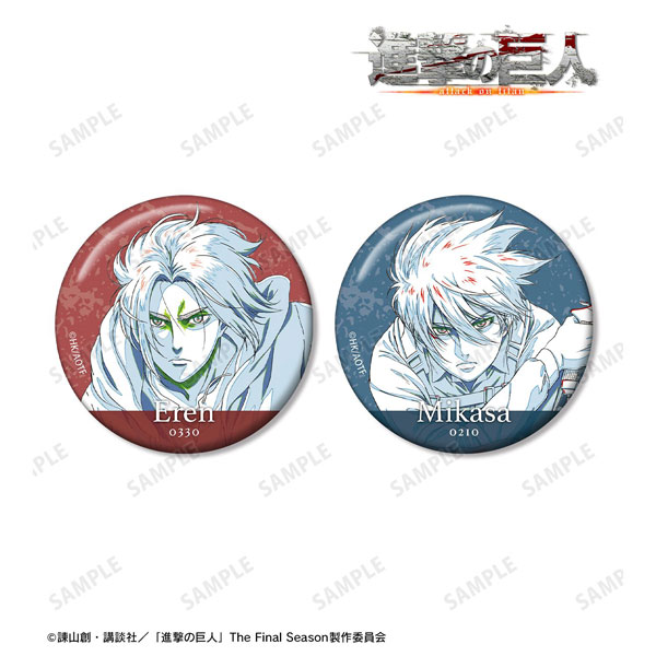 TVアニメ『進撃の巨人』 エレン＆ミカサ 清書イラスト 缶バッジ2個セット[アルマビアンカ]《０６月予約》