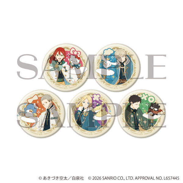 マット加工缶バッジ(57mm)「赤髪の白雪姫×サンリオキャラクターズ」01/コラボイラスト 5個入りBOX[A3]《０５月予約》