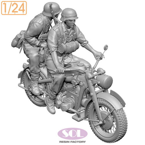 1/24 WWII ドイツ KS750軍用オートバイ(乗員2体付)[SOL MODEL]【送料