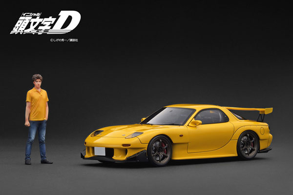 1/18 INITIAL D Mazda RX-7 (FD3S) Yellow With Mr. Keisuke Takahashi
