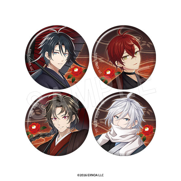 文豪とアルケミスト トレーディンググリッター缶バッジ 寒椿ver. 4個入りセット