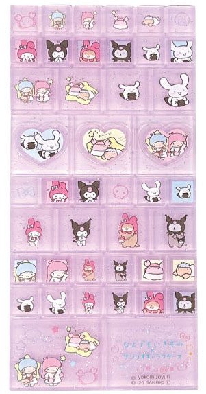 なんでもいきもの×サンリオキャラクターズ タイルシール (パープル)[ティー・シー・ピー]《０６月予約》