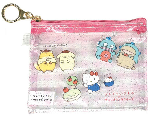 なんでもいきもの×サンリオキャラクターズ ミニクリアポーチ (ピンク)[ティー・シー・ピー]《０６月予約》