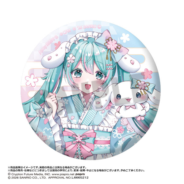初音ミク×シナモロール 夢桜ver. BIGホログラム缶バッジ[ANICRAFT]《０６月予約》