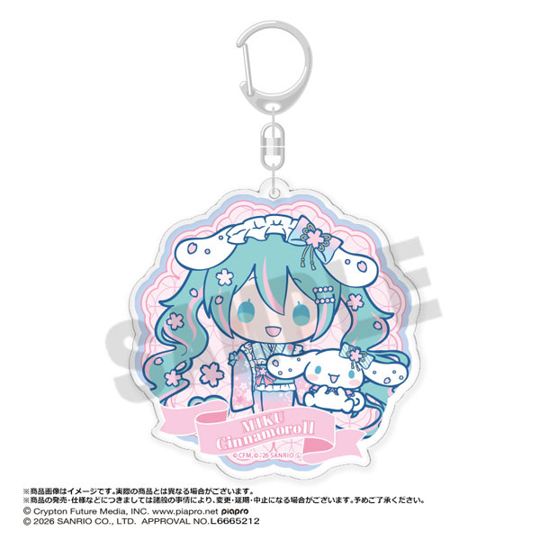 初音ミク×シナモロール 夢桜ver. BIGラウンドアクリルキーホルダー B[ANICRAFT]《０６月予約》