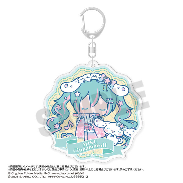 初音ミク×シナモロール 夢桜ver. BIGラウンドアクリルキーホルダー D[ANICRAFT]《０６月予約》