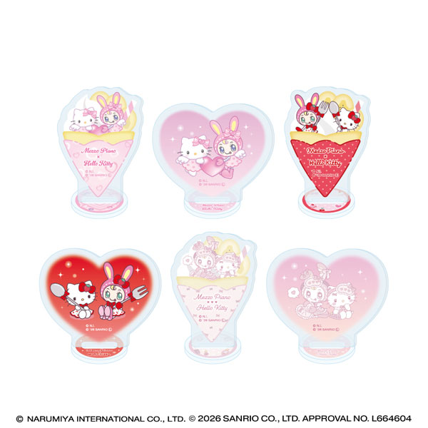 アクリルぷちスタンド「メゾピアノ×ハローキティ」01/コラボイラスト 6個入りBOX