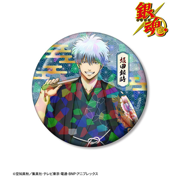 銀魂 描き下ろし 坂田銀時 片面花柄和装ver. ホログラム75mm缶バッジ[アルマビアンカ]《０９月予約》