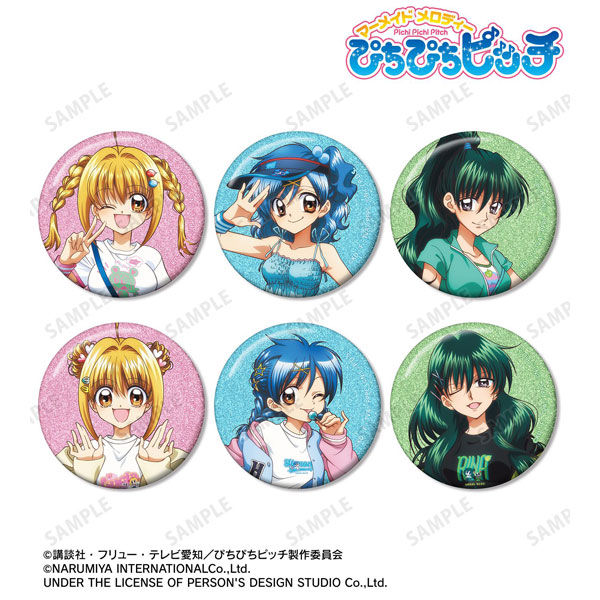 アニメ「ぴちぴちピッチ」 ANGEL BLUEコラボ 描き下ろし トレーディンググリッター缶バッジ 6個入りBOX