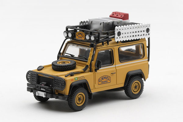 1/64 ランドローバー ディフェンダー 90 キャメルトロフィー ボルネオ島 1985 チームブラジル(左ハンドル)[MINI GT]《１０月予約》