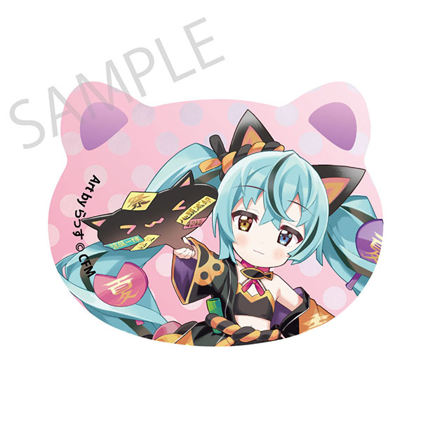 初音ミク×招き猫×真夏の熊谷」猫型缶バッジ 初音ミク 黒猫1 Art by ら