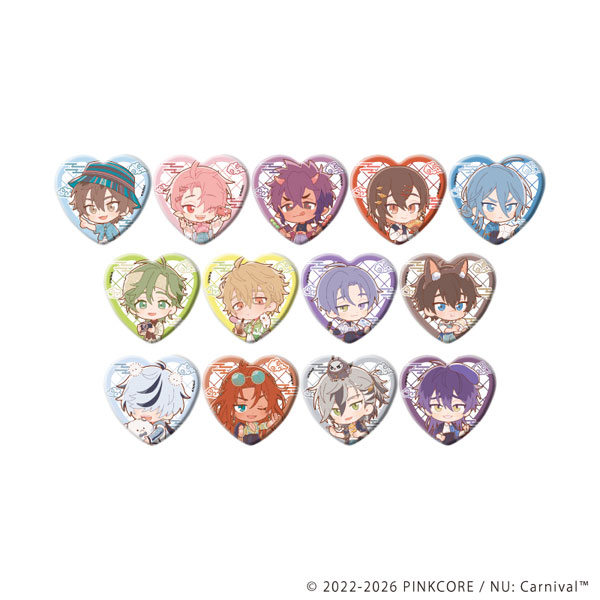 ハート型缶バッジ「NU： カーニバル」02/ミニキャライラスト 13個入り
