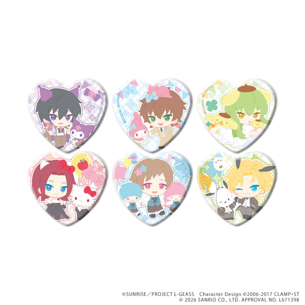ハート型缶バッジ「コードギアス×サンリオキャラクターズ」01/コラボ