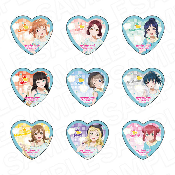 ラブライブ！サンシャイン!! ハート型缶バッジ サウナver. 全9種セット ラブライブ！サンシャイン！！ ハート型カンバッジ サウナ ver. 9個