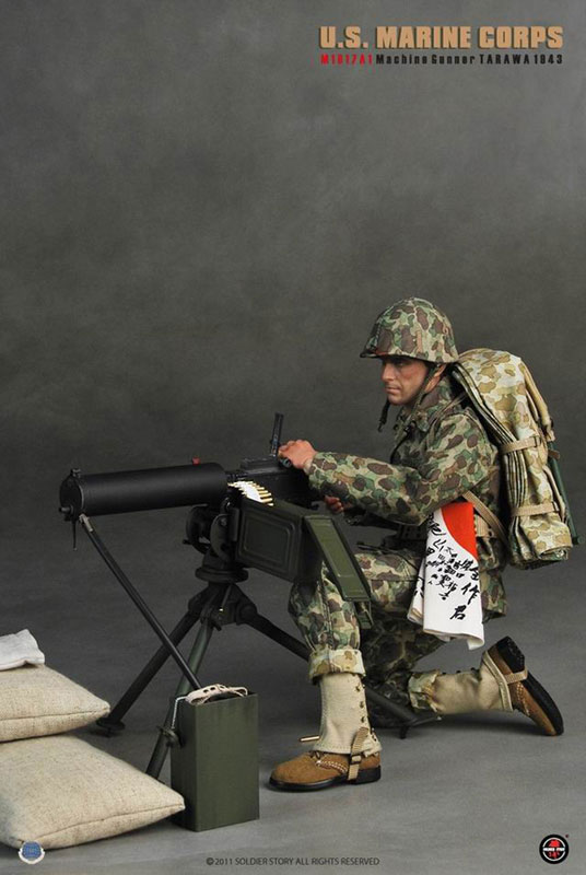 1/6 アクションフィギュア WW.II 米海兵隊 ブローニングM1917A1機関銃