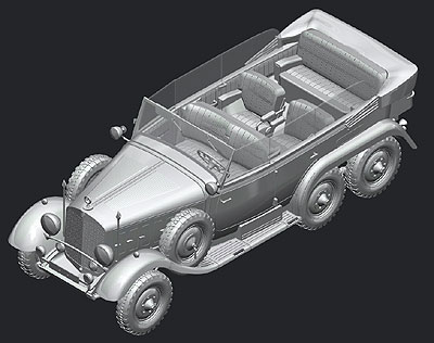 独G4高官用6輪乗用車DB社製1939年型 + 独兵3体 (プラモデル