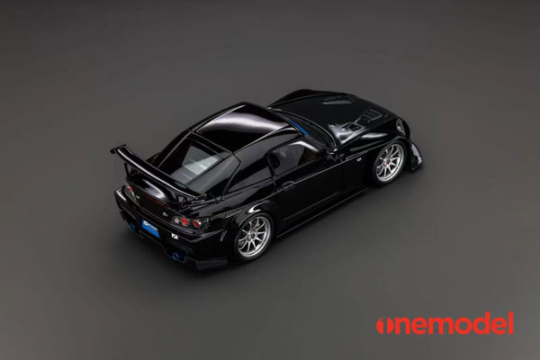 ミニカー　1/18 ホンダ S2000スプーン ストリートカーボンボンネットバージョン(ブラック×チタニウムシルバーホイール) [23A03-01A] 1/18 Honda S2000 Spoon Street Carbon Bonnet Version (Black x