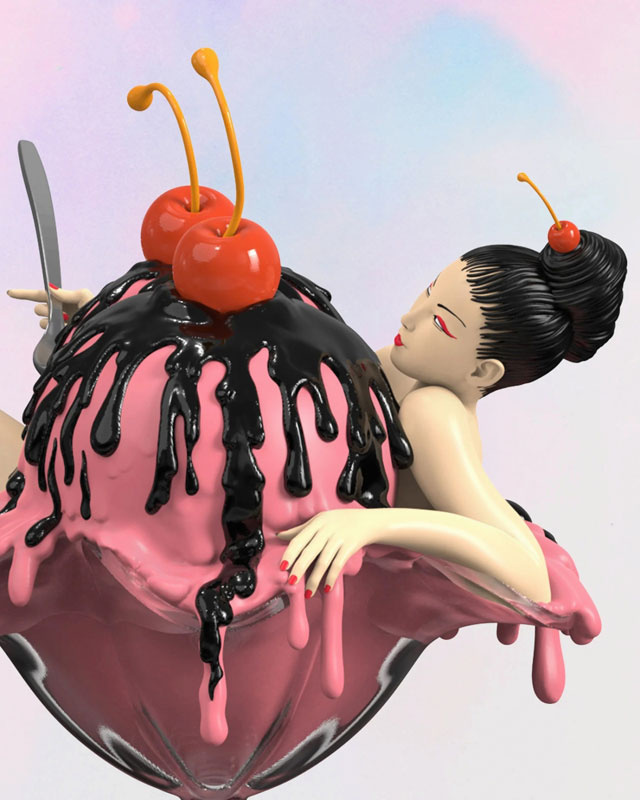 チェリーボンボン by 清水裕子 7.5インチ ビニールアートスタチュー