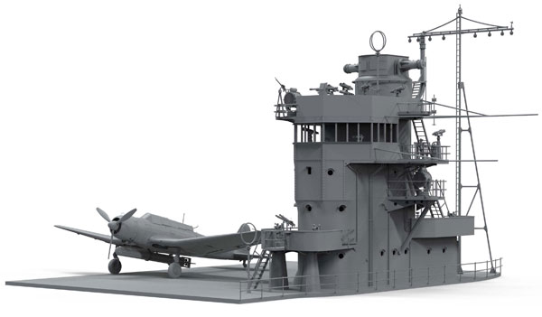 1/35 日本海軍 空母 赤城 艦橋 w/飛行甲板 + 九七式艦上攻撃機
