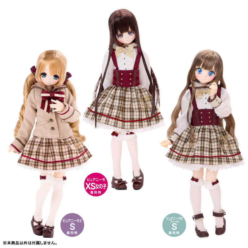 1/6スケール用 PNS Blue Bird’s Song リボンブラウス＆ジャンスカset ラズベリー×ベージュチェック (ドール用)